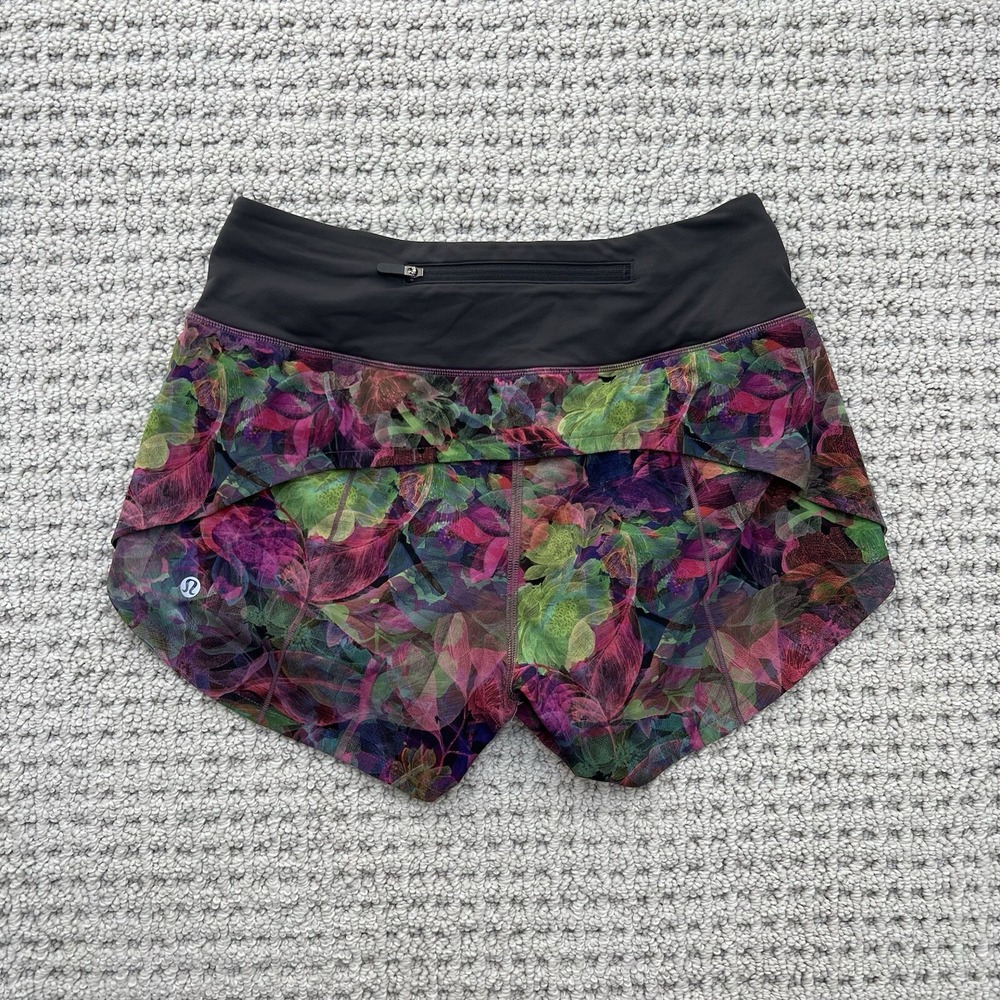 Lululemon Womens Speed Up Mid Rise Short 4" Sz 4 Vivid Floral Multicolor Run